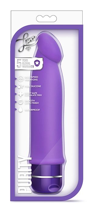 Фиолетовый вибромассажер Purity - 19 см.