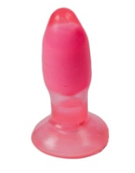 Розово-красная анальная пробка с вибрацией - 10 см.