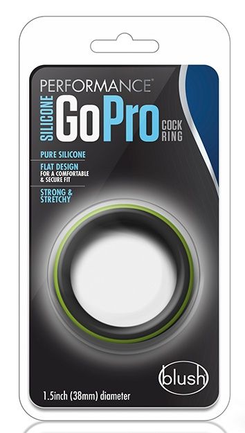 Черно-зеленое эрекционное кольцо Silicone Go Pro Cock Ring