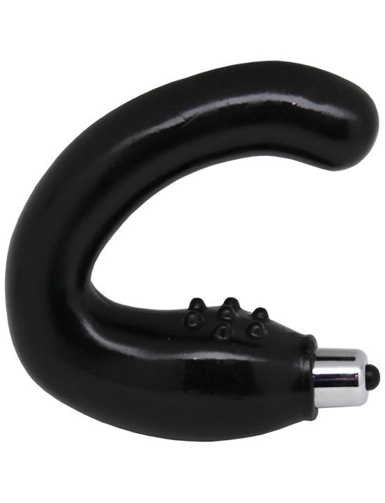 Чёрный С-массажёр простаты с вибрацией