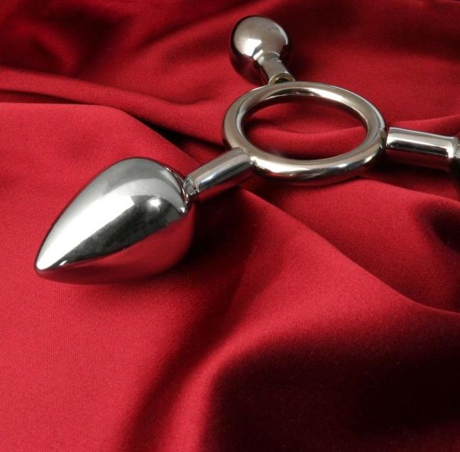 Серебристый анальный тройник