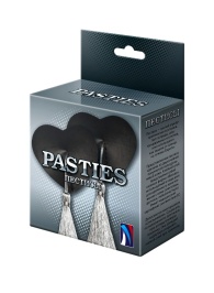 Черные пэстисы-сердечки с серебристыми кисточками