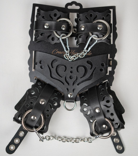 Черный ажурный кожаный набор фиксаций