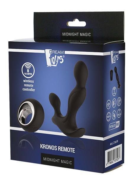 Черный анальный вибратор KRONOS REMOTE - 12 см.