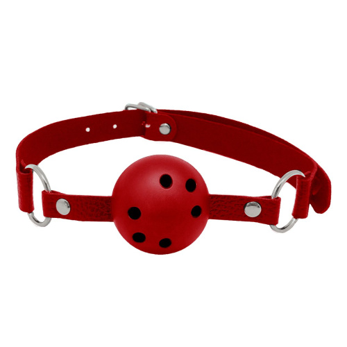 Красный кляп-шар Discretion на регулируемых ремешках