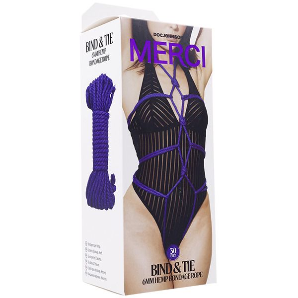 Фиолетовая верёвка для связывания и фиксации Bind Tie - 9,14 м.
