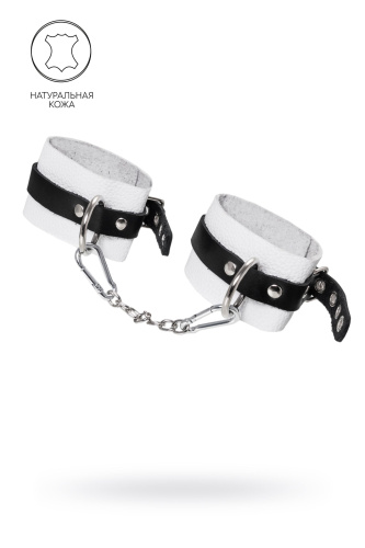 Бело-черные мягкие оковы с одним ремешком и люверсами