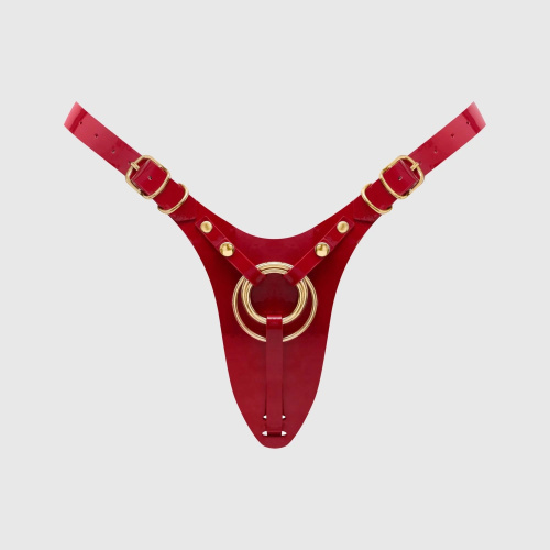 Красный пояс для фиксации насадок Strap-On-Me Leatherette Harness Fabulous