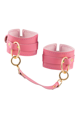 Розовые однослойные кожаные оковы