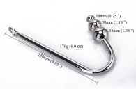 Серебристый анальный крюк с тремя шариками - 25 см.