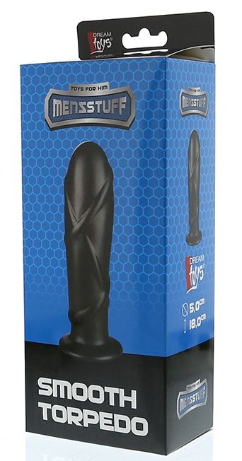 Черный анальный фаллоимитатор SMOOTH TORPEDO - 18 см.