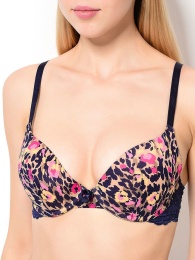 Бюстгальтер с формованными чашками и растительно-анималистическим принтом