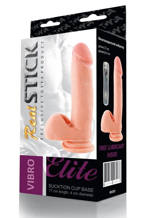 Телесный вибратор на присоске - 17 см.