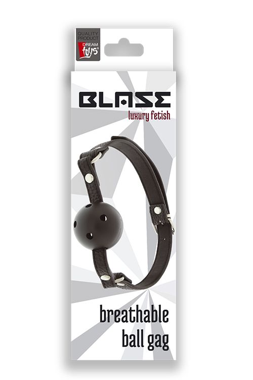Пластиковый кляп-шар с отверстиями на полиуретановых ремнях BLAZE BREATHABLE BALL GAG