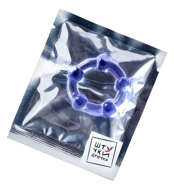 Фиолетовое эрекционное кольцо на пенис с бусинами