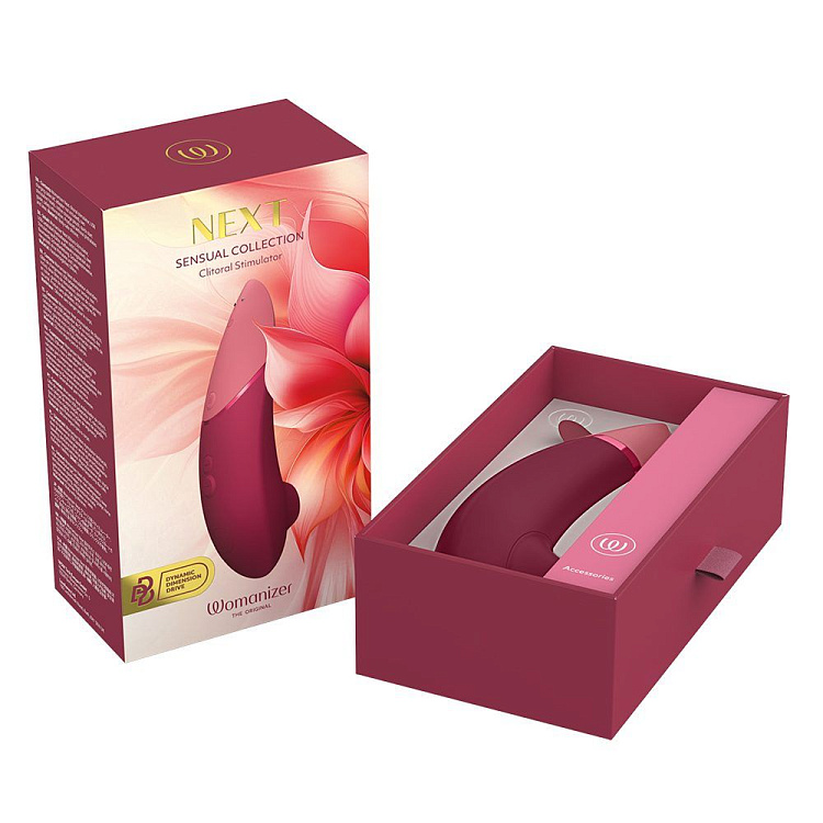 Бордовый бесконтактный клиторальный стимулятор Womanizer Next