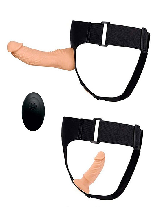 Женский страпон с 2 насадками, вибрацией и пультом ДУ