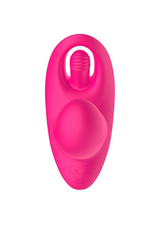 Розовый вагинально-клиторальный вибратор c функцией фингеринга