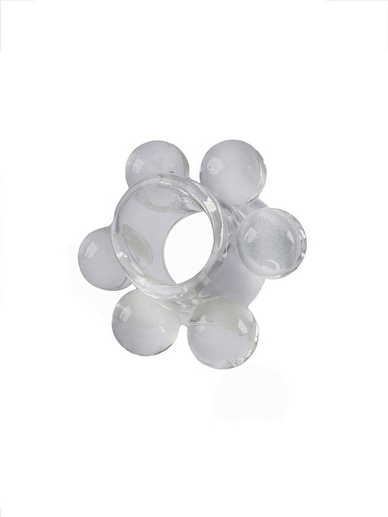 Прозрачное эрекционное кольцо с 6 стимулирующими шариками