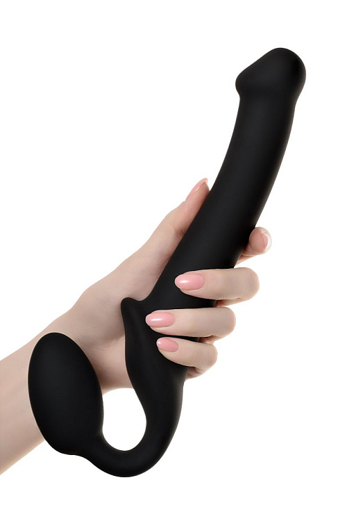 Черный безремневой страпон Silicone Bendable Strap-On M