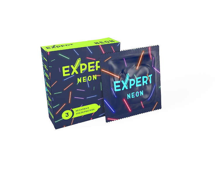 Светящиеся в темноте презервативы Expert Neon - 3 шт.