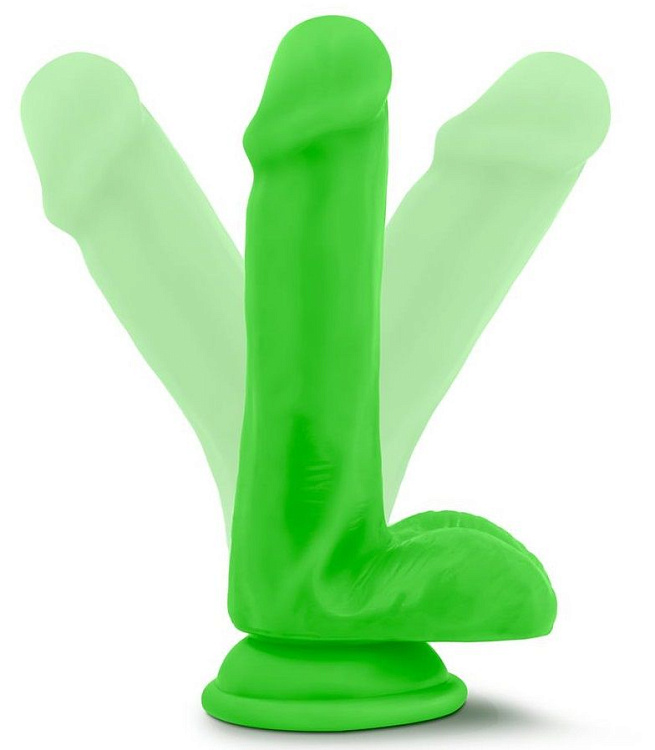 Зеленый фаллоимитатор 6 Inch Silicone Dual Density Cock with Balls - 15,24 см.
