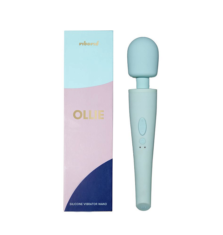 Нежно-голубой вибратор-жезл Unbound Ollie - 30 см.