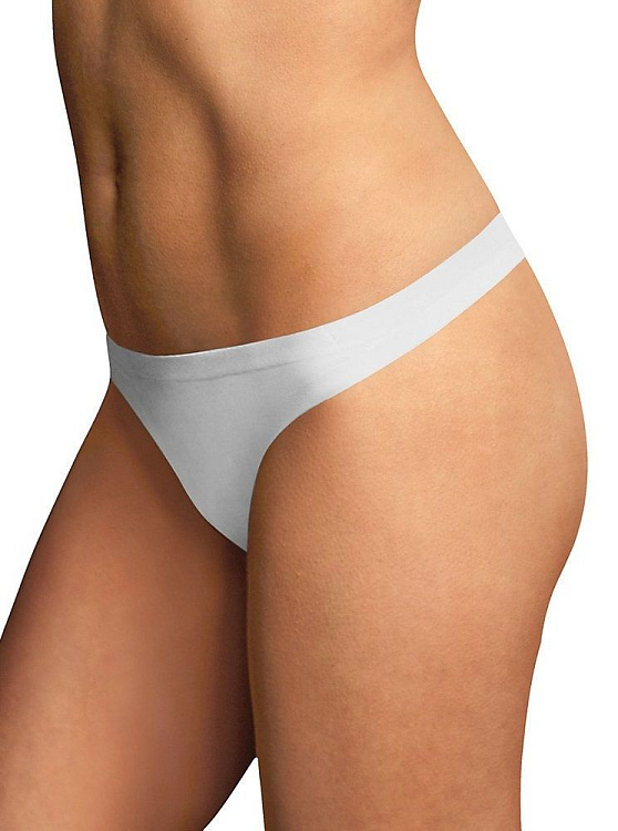 Белые трусики-стринги с лазерной обработкой краев