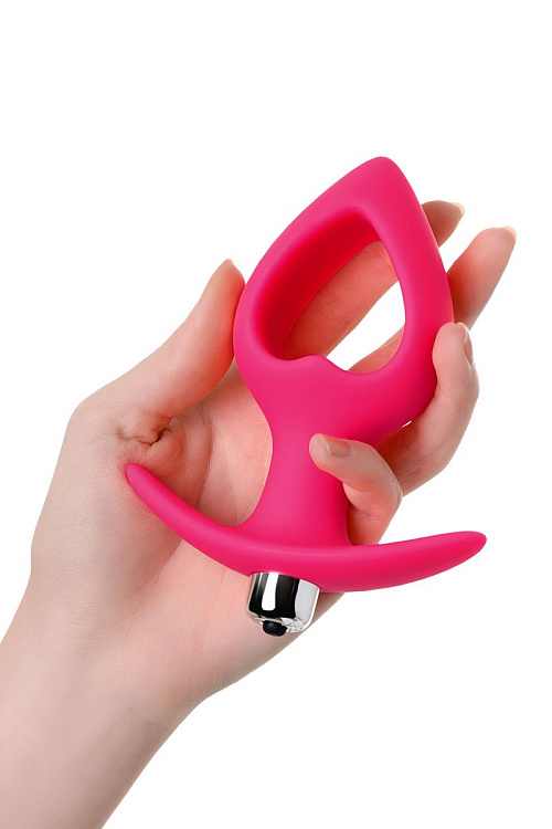 Розовая анальная вибровтулка в форме сердца - 14 см.