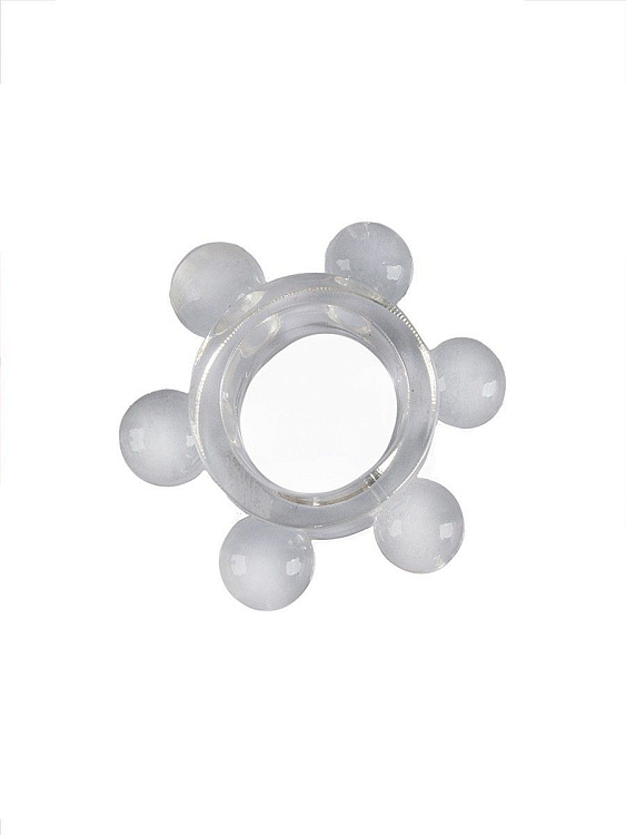 Прозрачное эластичное эрекционное кольцо с 6 шариками