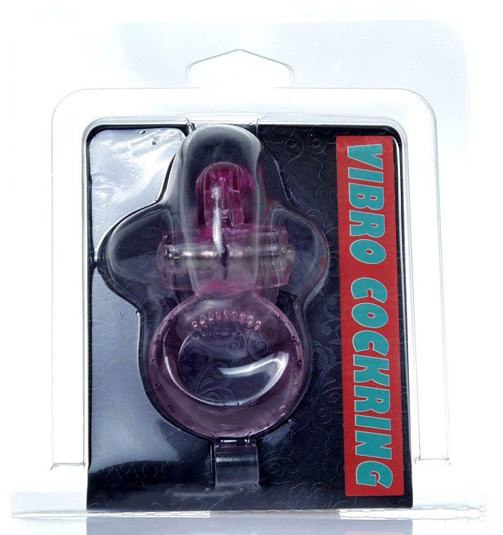 Розовое эрекционное виброкольцо с клиторальным зайчиком