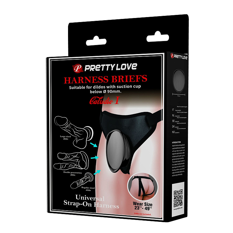 Черные трусики харнесс с платформой Caludio I