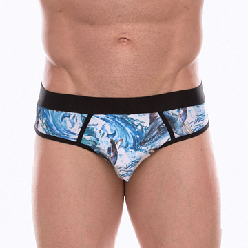 Мужские трусы-джоки с принтом в виде волн и китов