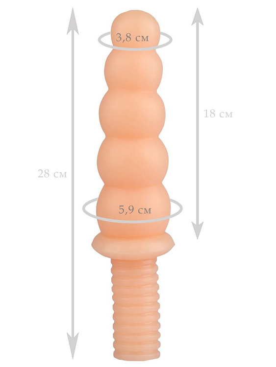 Телесный фантазийный фаллоимитатор - 28 см.