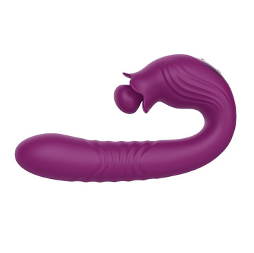 Фиолетовый вибратор Selove Campanula с вращающимся стимулятором клитора - 18,2 см.