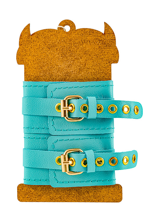 Голубые однослойные кожаные оковы