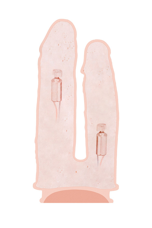 Телесный анально-вагинальный вибратор RealStick Silicone Jason M - 18 см.