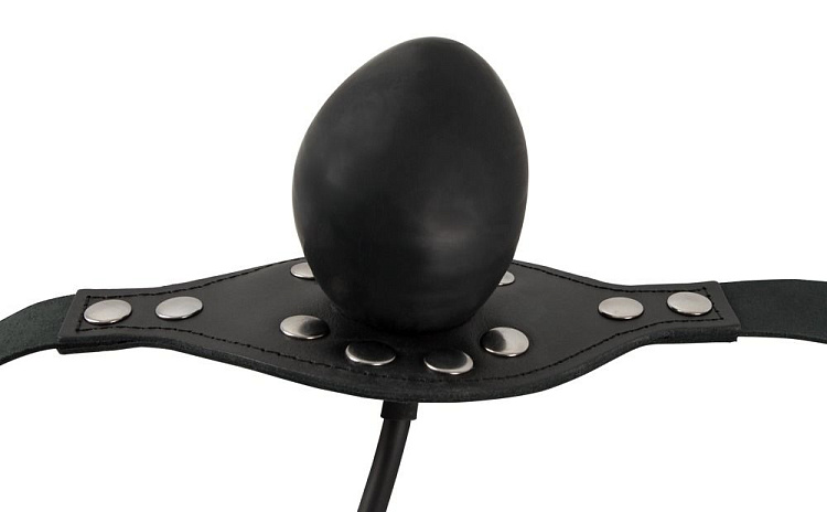 Черный кляп-пенис с функцией расширения