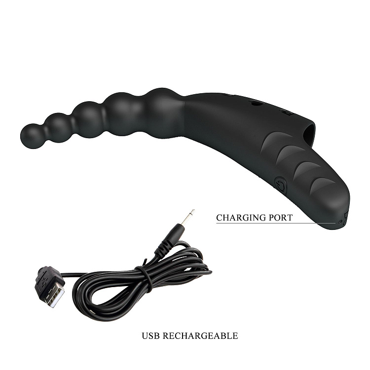 Черный вибратор на палец Jordin - 12,2 см.