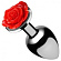 Серебристая анальная пробка с розой Red Rose Butt Plug - 8 см.