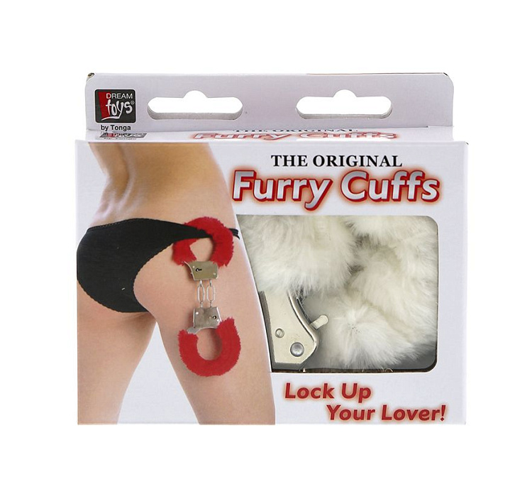 Металлические наручники с белой меховой опушкой METAL HANDCUFF WITH PLUSH WHITE
