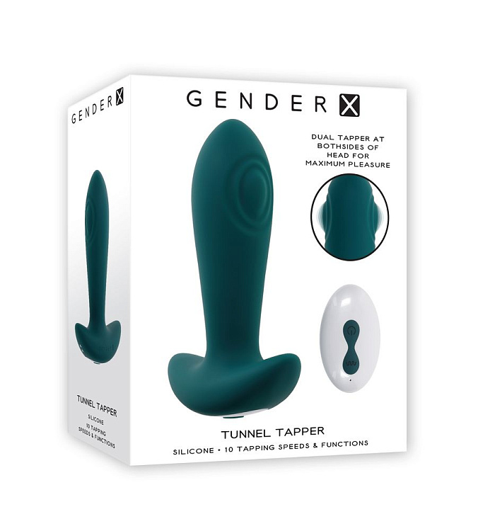 Изумрудная анальная вибропробка с пультом ДУ Tunnel Tapper - 12,1 см.