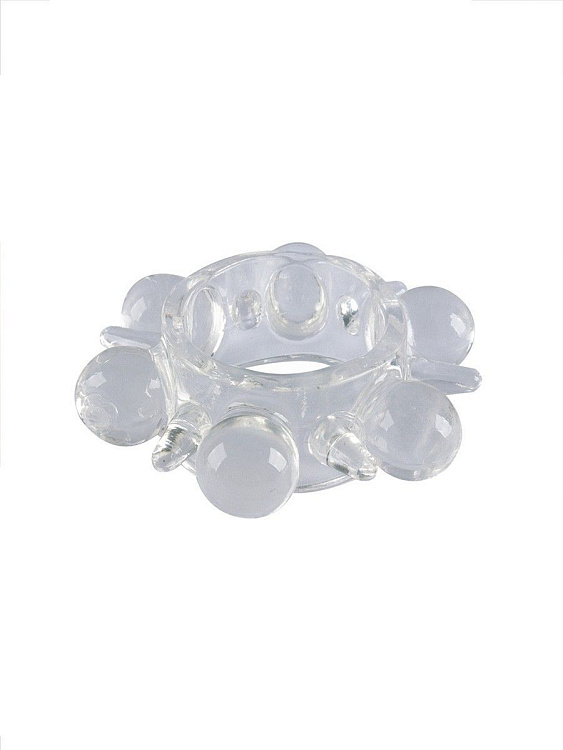 Прозрачное эрекционное кольцо с шариками и шипами
