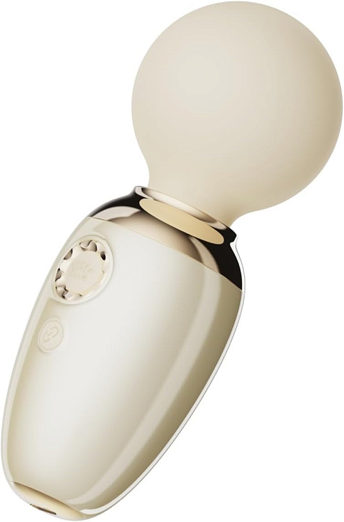 Бежевый мини-вибратор с функцией нагрева Ava