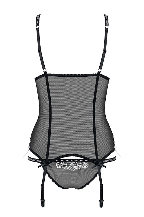 Полупрозрачный корсаж с ажурным декором и контрастной строчкой