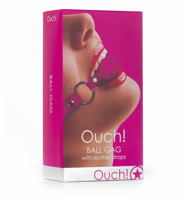 Кляп-шар на розовых кожаных ремешочках