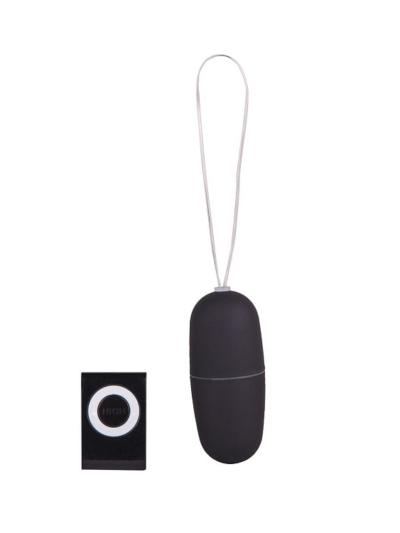 Черное виброяйцо с пультом управления - 7 см.