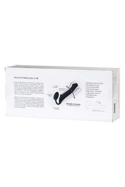 Черный безремневой страпон Silicone Bendable Strap-On M