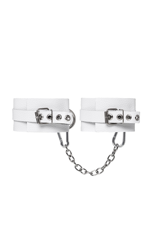 Белые мягкие кожаные оковы с люверсами