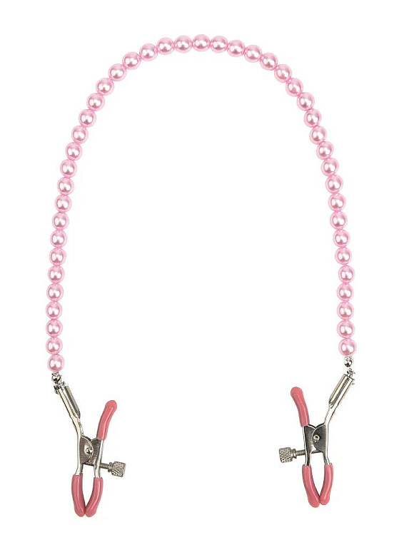 Зажимы на соски с розовыми бусами